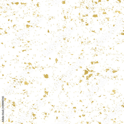 gold terrazzo glitter flakes seamless pattern abstract white background and texture backdrop