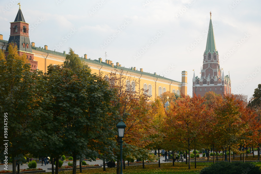 MOSCOW, RUSSIA - October 11, 2018: View from Aleksandrovskiy Sad located in the city center