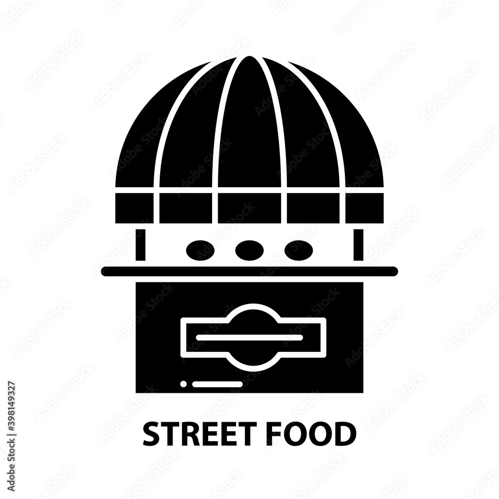 street food icon, black vector sign with editable strokes, concept illustration street food icon, black vector sign with editable strokes, concept illustration