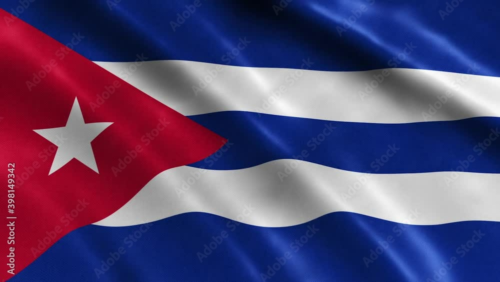 Cuba National Flag Country Banner Waving 3D Loop Animation.