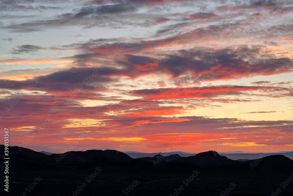 Sunset over Iceland's highlands in September 2020
