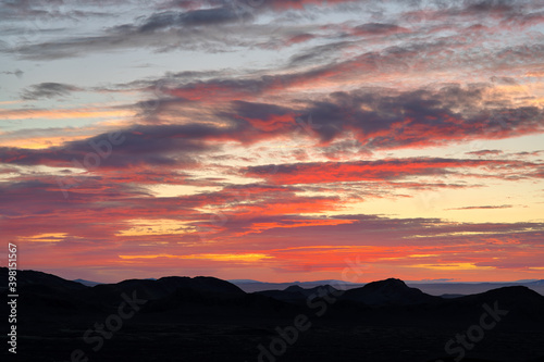 Sunset over Iceland's highlands in September 2020
