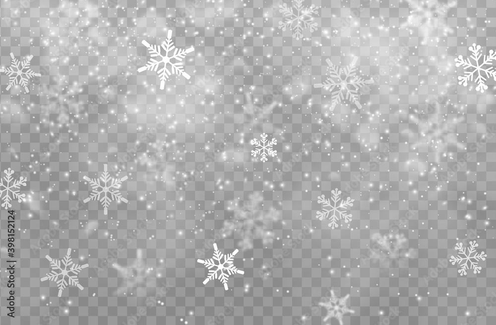 Snow transparent background, Christmas vector design. White snowflakes of Xmas and New Year winter holidays, snowfall effect of falling snow flakes with texture of ice and frost, cold snowy weather Snow transparent background, Christmas vector design. White snowflakes of Xmas and New Year winter holidays, snowfall effect of falling snow flakes with texture of ice and frost, cold snowy weather