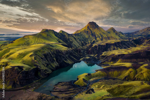 View of the Uxatindar in the Southern Highlands of Iceland in August 2020