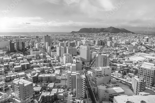 Hakodate city downtown skyline cityscape of Japan .