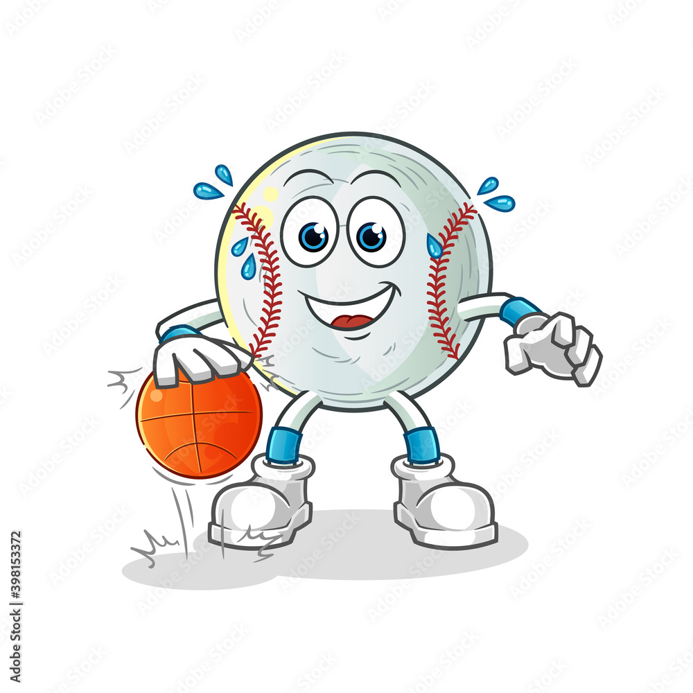 baseball dribble basketball character. cartoon mascot vector