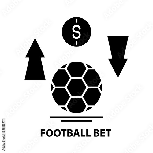 football bet icon, black vector sign with editable strokes, concept illustration