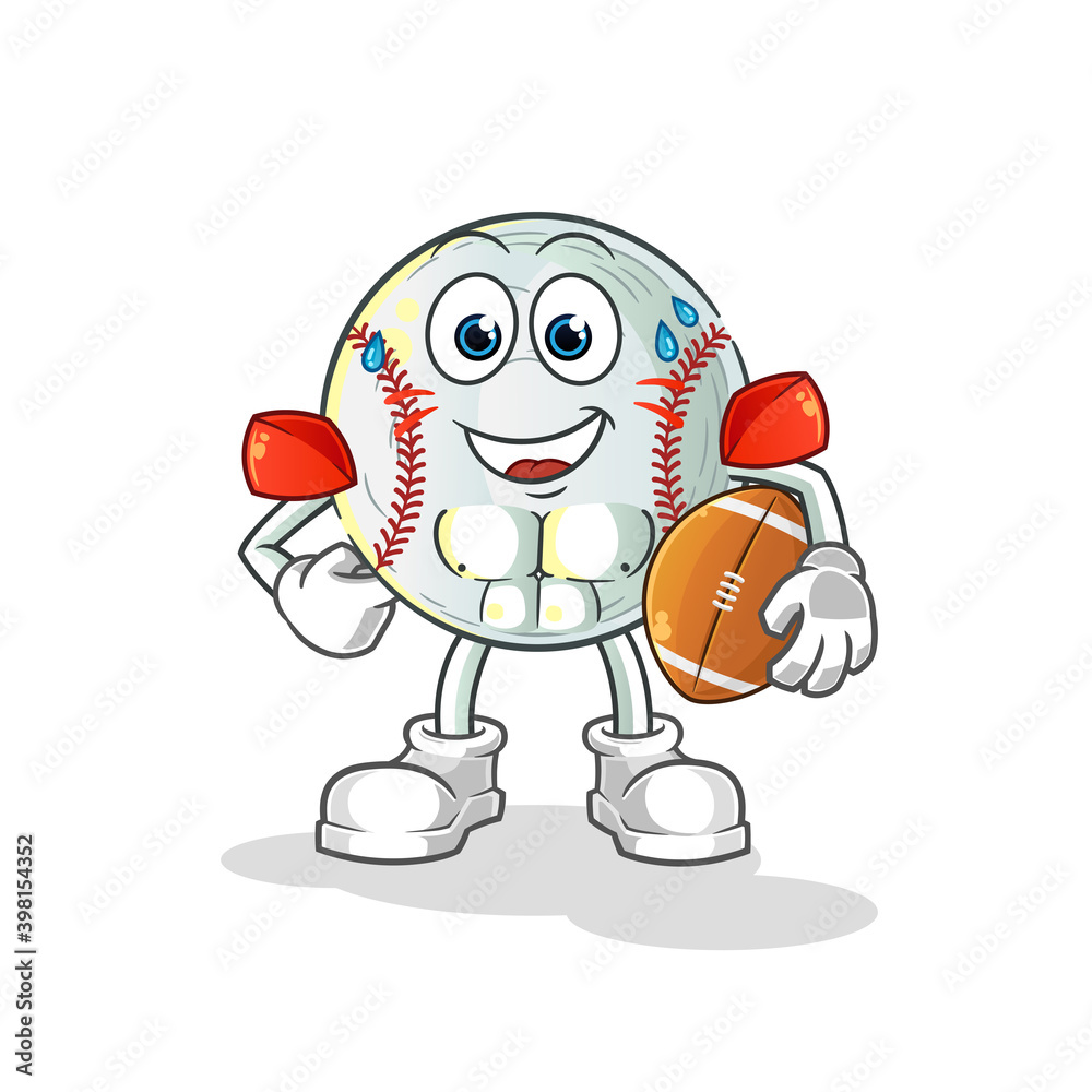 baseball playing rugby character. cartoon mascot vector