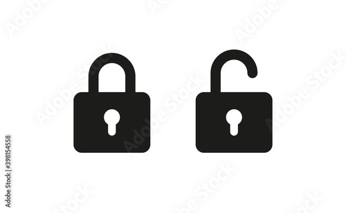 Lock icon in flat style. Security symbol vector illustration. Padlock open an closed.