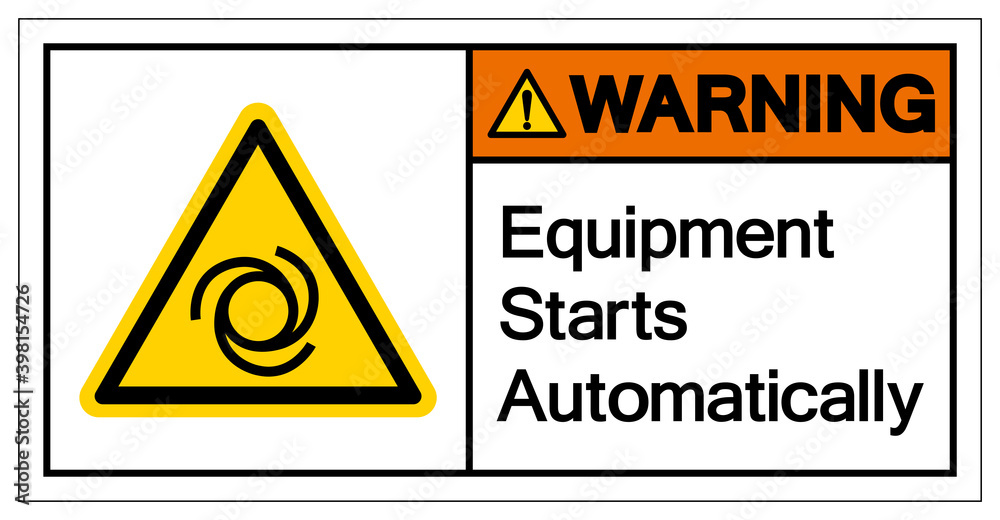 Warning Equipment Starts Automatically Symbol ,Vector Illustration, Isolate On White Background Label. EPS10 Warning Equipment Starts Automatically Symbol ,Vector Illustration, Isolate On White Background Label. EPS10