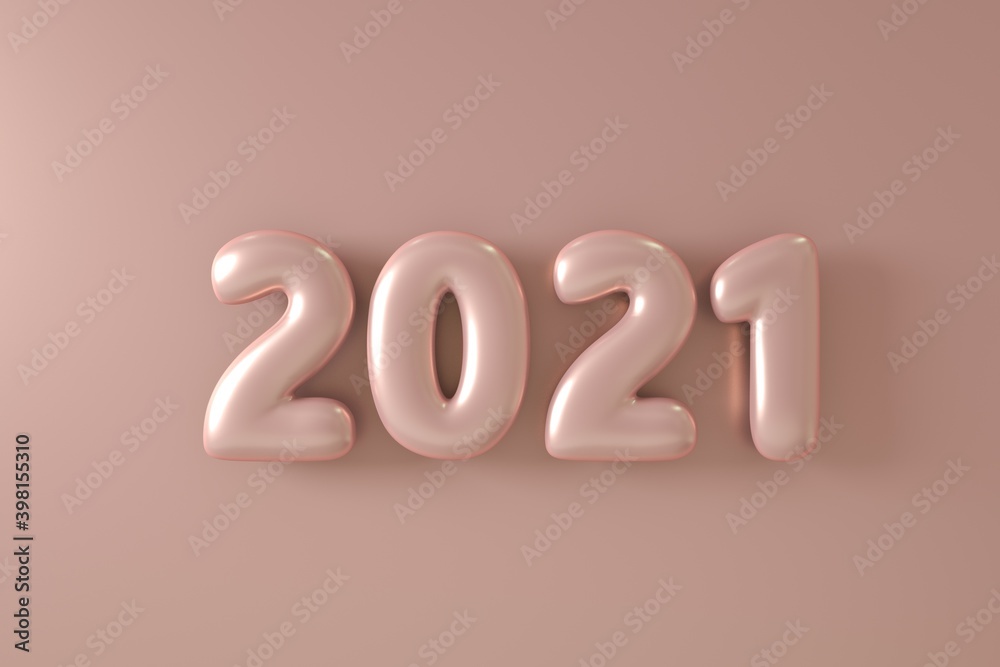 New Year 2021 Creative Design Concept, 3D rendering.