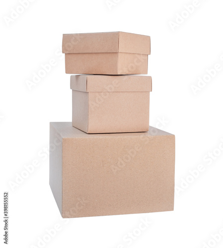 three cardboard boxes isolated © Vasleriia Kuznetsova