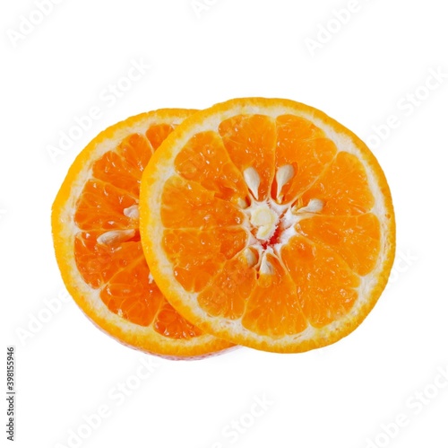 Mandarin orange  Citrus reticulata  with slices  on white background