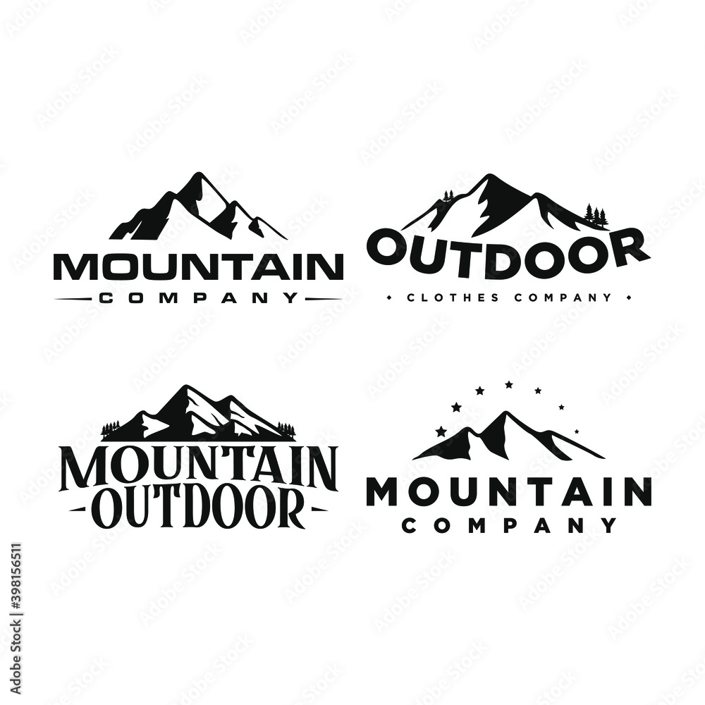 mountain and outdoor logo, icon and illustration