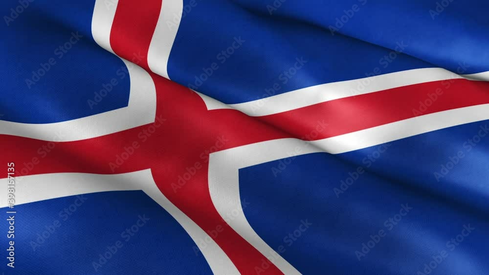Iceland National Flag Country Banner Waving 3D Loop Animation. Iceland National Flag Country Banner Waving 3D Loop Animation.