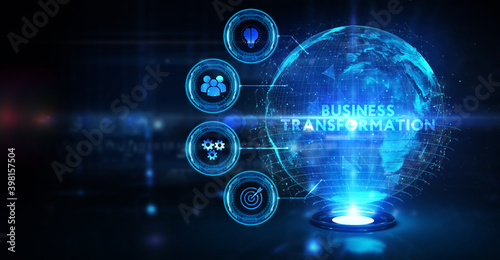 The concept of business, technology, the Internet and the network. virtual screen of the future and sees the inscription: Business transformation
