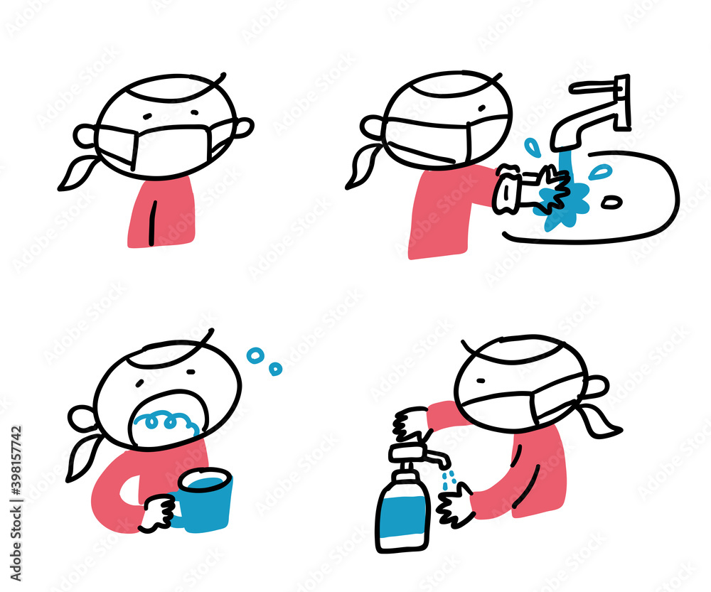 マスク 手洗い うがい 消毒 Stock ベクター Adobe Stock