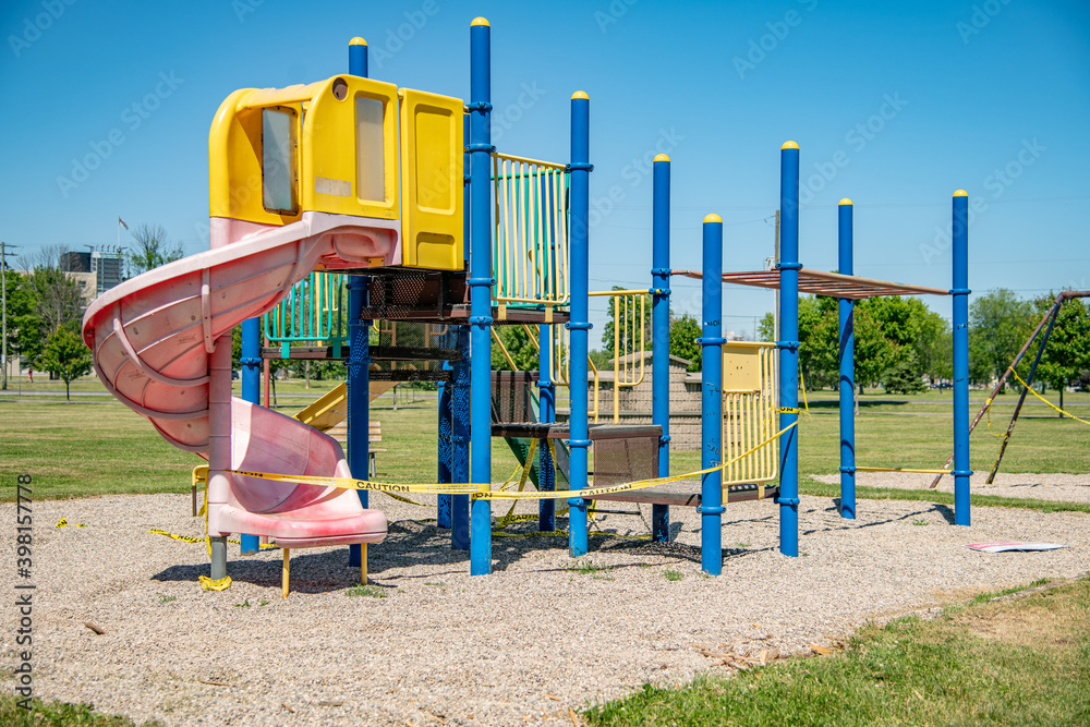 Playground off limits Pandemic restrictions landscape Playground off limits Pandemic restrictions landscape