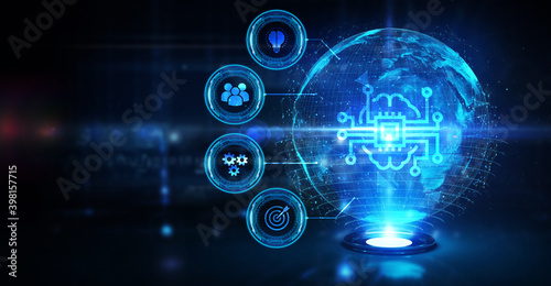 Wallpaper Mural Artificial intelligence (AI), machine learning and modern computer technologies concepts. Business, Technology, Internet and network concept. Torontodigital.ca