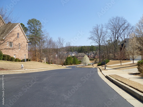 view from below of street in condominium in Suwanee, USA