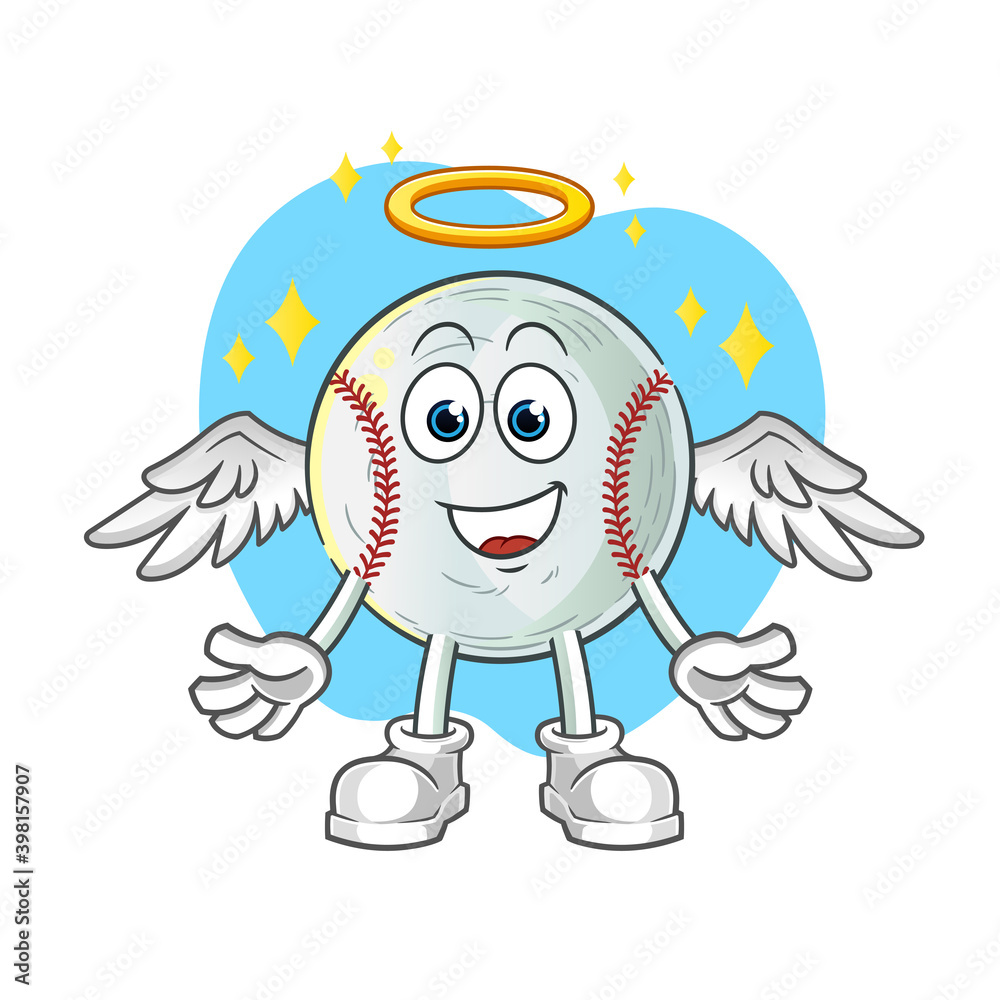 baseball angel with wings vector. cartoon character baseball angel with wings vector. cartoon character