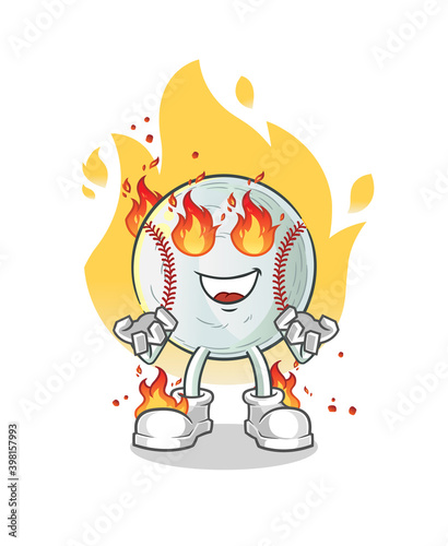 baseball on fire mascot. cartoon vector