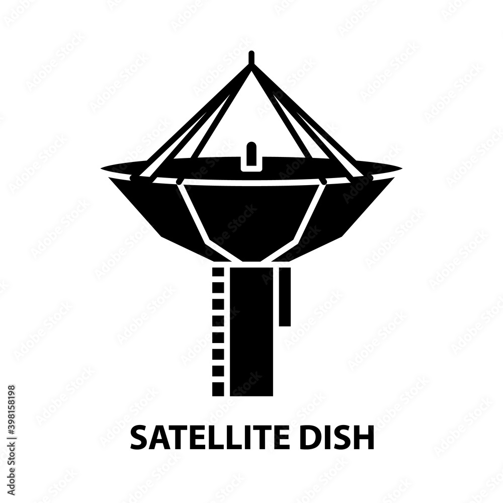 satellite dish symbol icon, black vector sign with editable strokes, concept illustration satellite dish symbol icon, black vector sign with editable strokes, concept illustration