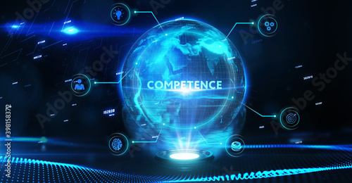 Business, Technology, Internet and network concept. virtual screen of the future and sees the inscription: Competence
