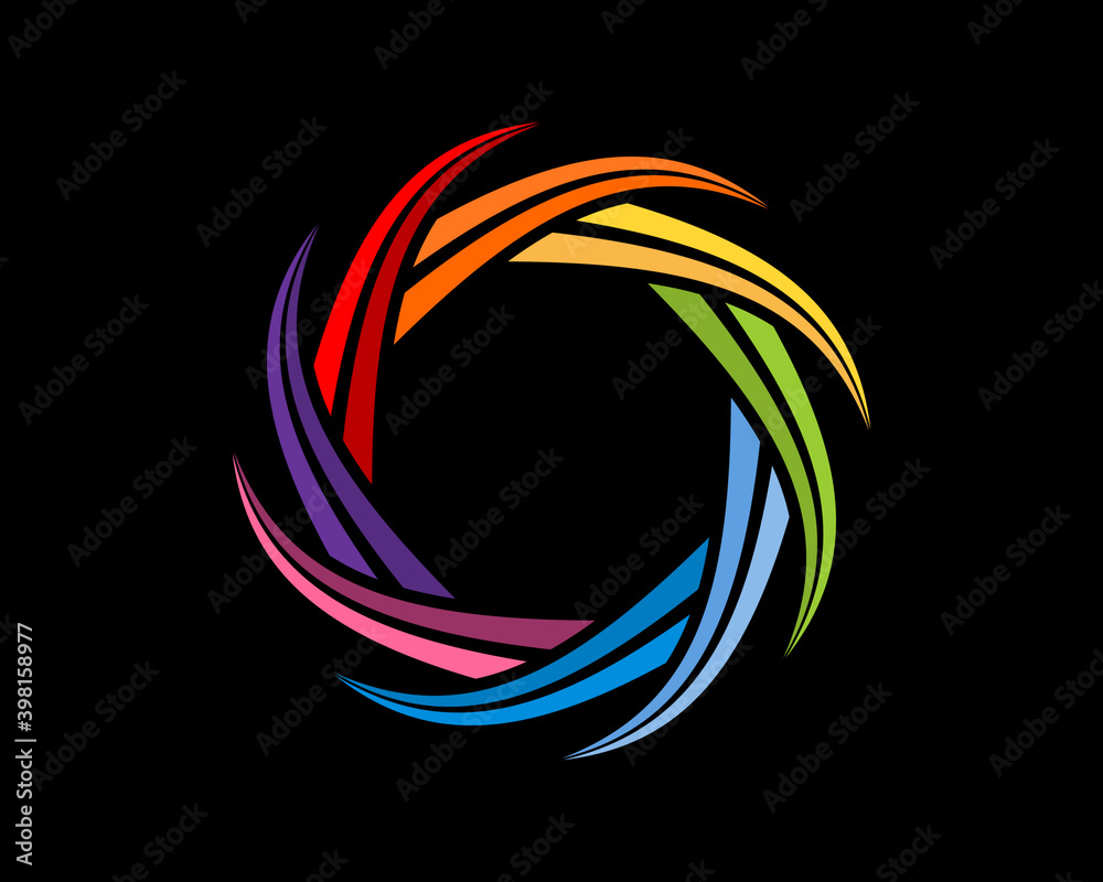 Circular sharp curve with spectrum colors