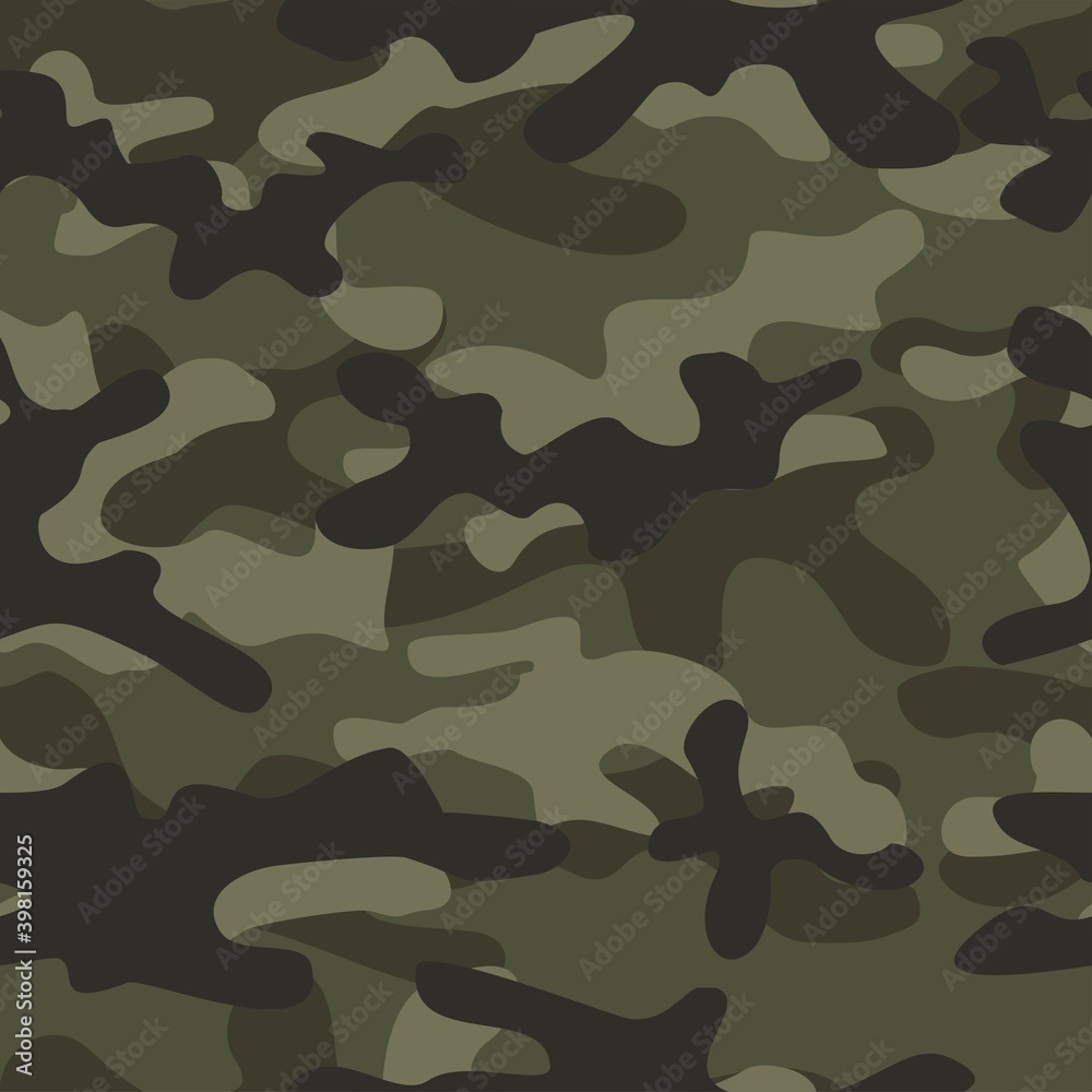 Fototapeta premium Camouflage pattern for hunting. Army background repeat print. Fashionable stylish element.
