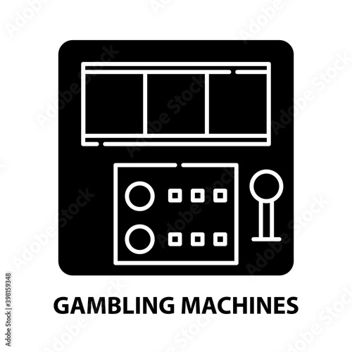 gambling machines icon, black vector sign with editable strokes, concept illustration