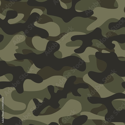 Green forest pattern camouflage pattern for printing clothes, fabrics. Vector design. Army.