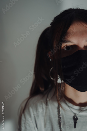 Woman with a mask, covid 19 concept, pandemic concept, concept new normal, 2020, 2021