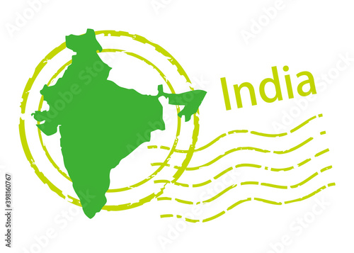 Postmark of import , export business image, postmark icon, illustration and map of India, vector data