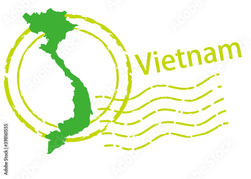 Postmark of import , export business image, postmark icon, illustration and map of Vietnam, vector data