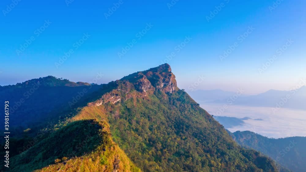 Hyper lapse 4k.,Sunrise and misty at Doi Phat mon viewpoint, Chiangrai province, Thailand Hyper lapse 4k.,Sunrise and misty at Doi Phat mon viewpoint, Chiangrai province, Thailand