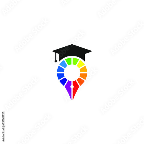 colorful education pin map and pen logo