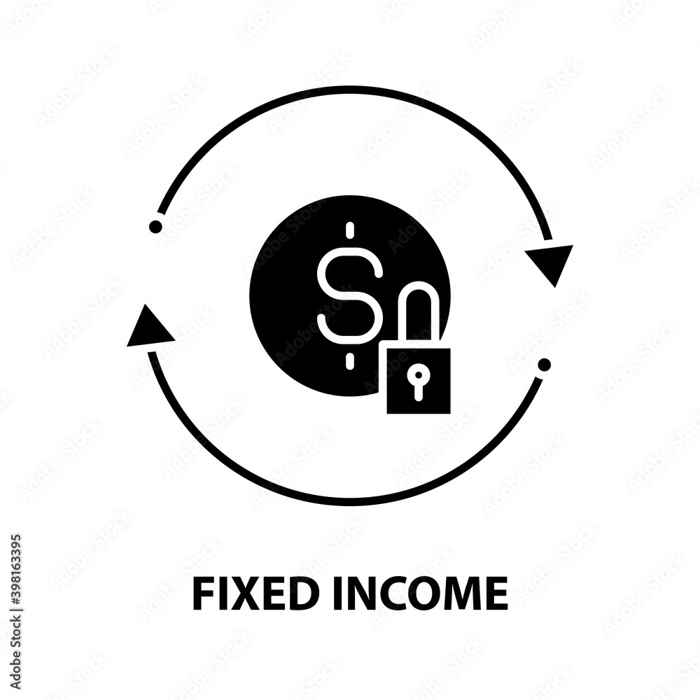 fixed income icon, black vector sign with editable strokes, concept illustration fixed income icon, black vector sign with editable strokes, concept illustration