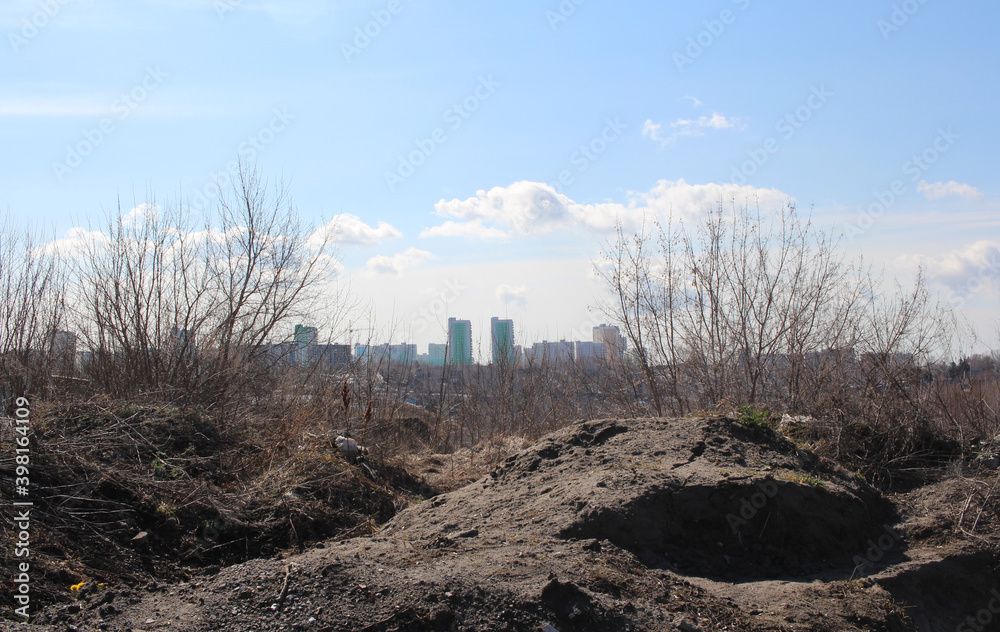 silhouette of a modern city in the distance on a vacant lot for landscape silhouette of a modern city in the distance on a vacant lot for landscape