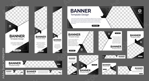 set of creative web banners of standard size with a place for photos. Vertical, horizontal and square template. vector illustration