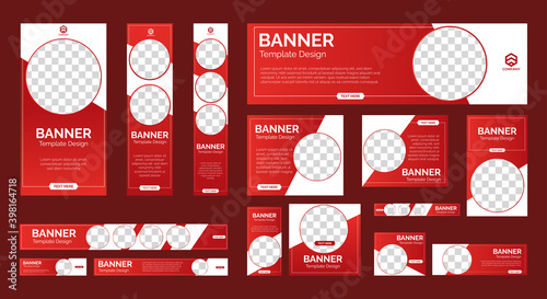 set of creative web banners of standard size with a place for photos. Vertical, horizontal and square template. vector illustration