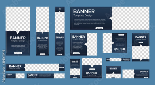 set of creative web banners of standard size with a place for photos. Vertical, horizontal and square template. vector illustration