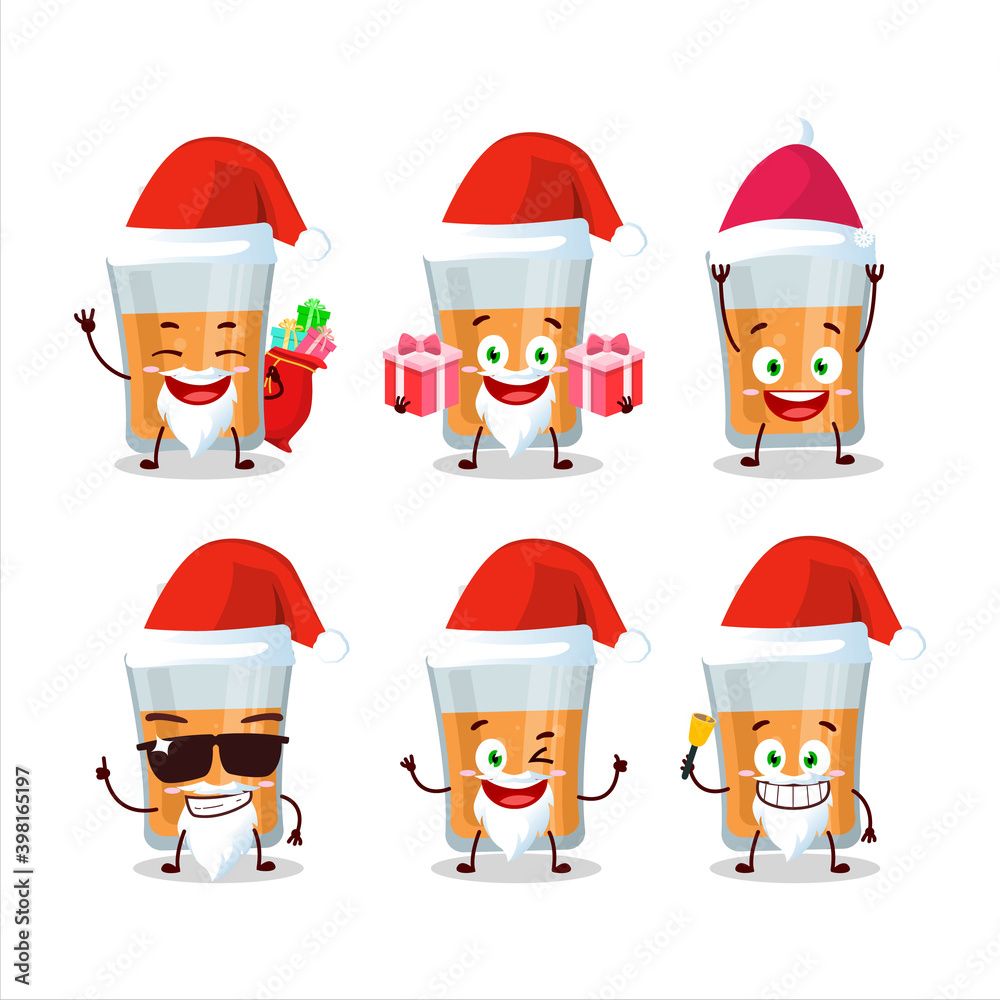 Santa Claus emoticons with papaya juice cartoon character Santa Claus emoticons with papaya juice cartoon character