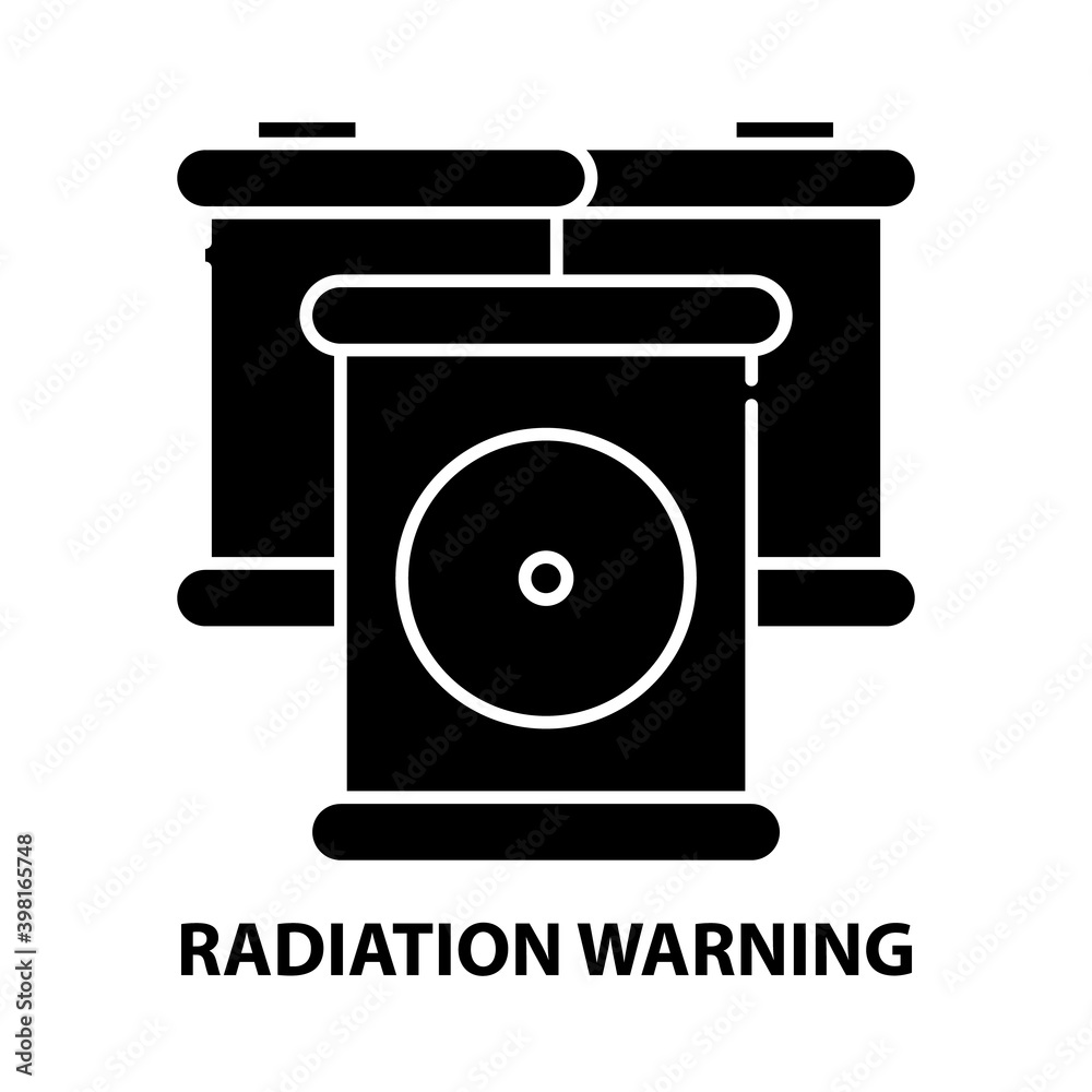 radiation warning symbol icon, black vector sign with editable strokes, concept illustration radiation warning symbol icon, black vector sign with editable strokes, concept illustration