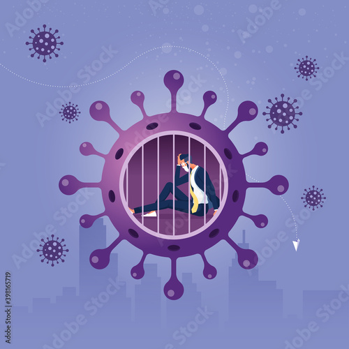 Social distancing or self quarantine from coronavirus concept, Self quarantine and isolation for person having symptoms on coronavirus flu