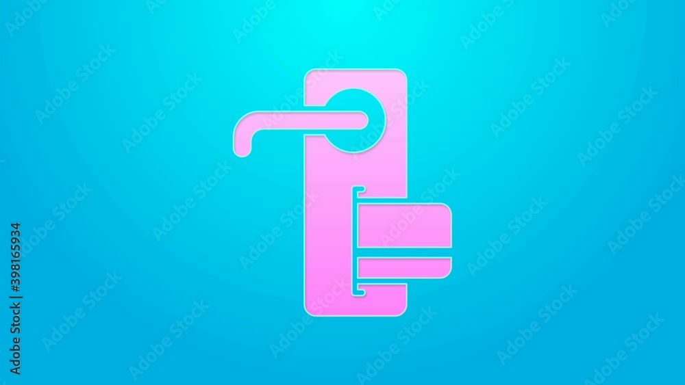 Pink line Digital door lock with wireless technology for unlock icon isolated on blue background. Door handle sign. Security smart home. 4K Video motion graphic animation Pink line Digital door lock with wireless technology for unlock icon isolated on blue background. Door handle sign. Security smart home. 4K Video motion graphic animation