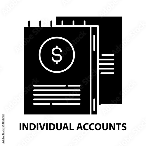 individual accounts icon, black vector sign with editable strokes, concept illustration