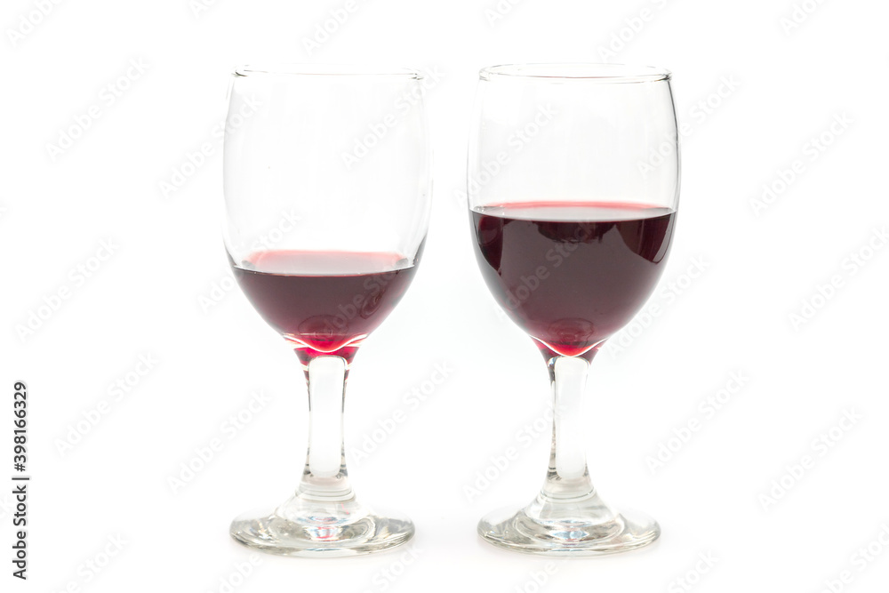 Two glass of red wine isolated