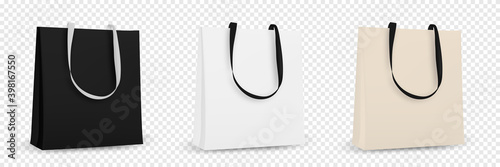 Shopping bag white recycle bag. Textile tote bag for shopping mockup. Vector illustration isolated.