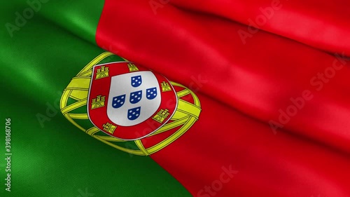 Portugal National Flag Country Banner Waving 3D Loop Animation.